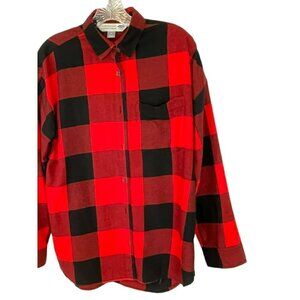 Old Navy Boyfriend Sirt Flannel Long Sleeve Button Front Women's Sz Medium Check